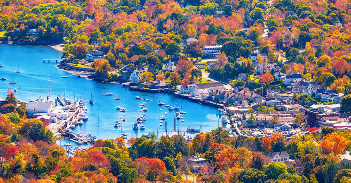 Fall foliage in Boothbay Harbor